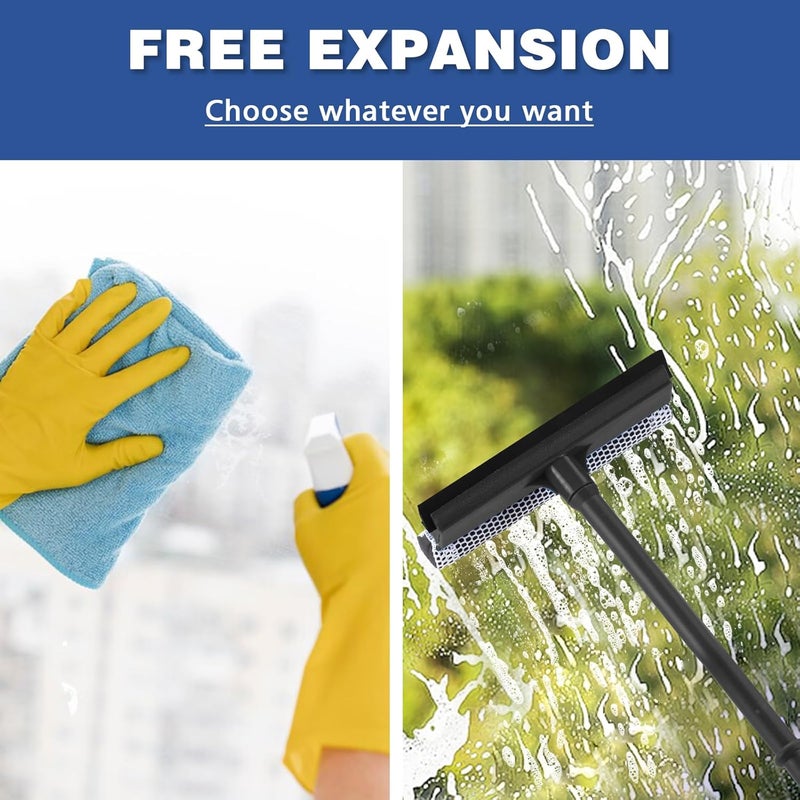 Bryquelin 15.9" Window Squeegee for Car,2 in 1 Window Cleaner with Long Stainless Steel Handle,Sponge Car Squeegee for Gas Station, Glass,Shower,Outdoor High Window Cleaning (15.9") - Image 3